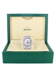 Womens Diamond Iced Out Rolex Datejust 41 | 25 Carats Of Diamonds | Custom Silver Diamond Dial | Two Row | Oyster Band