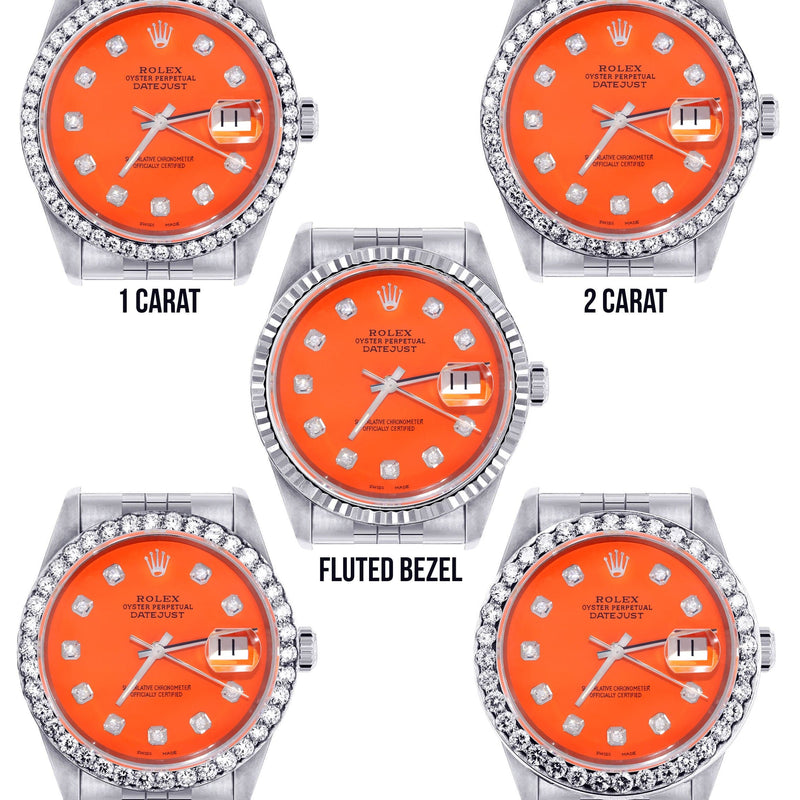 Mens Rolex Datejust  Watch 16200 | 36Mm | Orange Dial | Jubilee Band