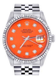 Mens Rolex Datejust Watch 16200 | Fluted Bezel | 36Mm | Orange Dial | Jubilee Band