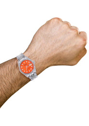 Mens Rolex Datejust Watch 16200 | Fluted Bezel | 36Mm | Orange Dial | Jubilee Band