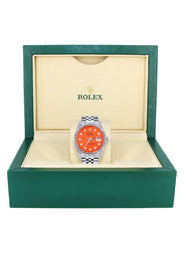 Womens Rolex Datejust Watch 16200 | Fluted Bezel | 36Mm | Orange Dial | Fluted Bezel | Jubilee Band