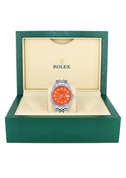Mens Rolex Datejust Watch 16200 | Fluted Bezel | 36Mm | Orange Dial | Jubilee Band