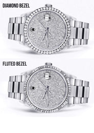 Diamond Mens Rolex Datejust Watch 16200  | 36MM | Fully Iced Out Diamond Dial | Oyster Band