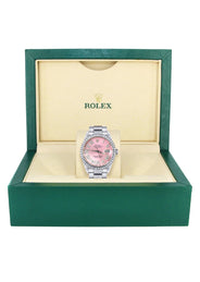 Diamond Mens Rolex Datejust Watch 16200 | 36Mm | Light Pink Roman Numeral Dial | Oyster Band