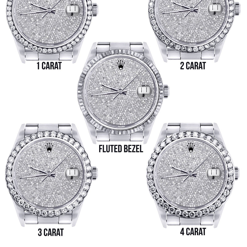 Diamond Mens Rolex Datejust Watch 16200  | 36MM | Fully Iced Out Diamond Dial | Oyster Band