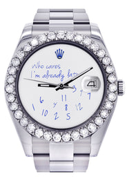 Rolex Datejust II Watch | 41 MM | "Who Cares I'm Already Late" Custom Dial | Oyster Band