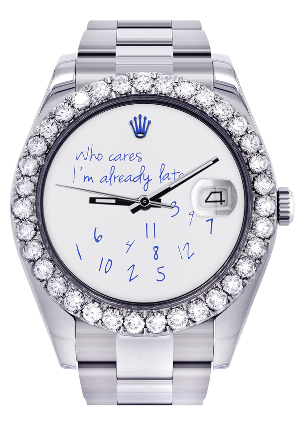 Rolex Datejust II Watch | 41 MM | "Who Cares I'm Already Late" Custom Dial | Oyster Band