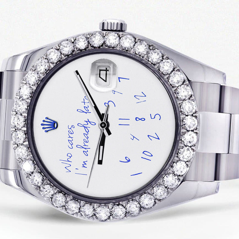 Rolex Datejust II Watch | 41 MM | "Who Cares I'm Already Late" Custom Dial | Oyster Band