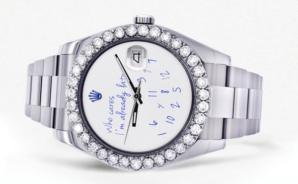 Rolex Datejust II Watch | 41 MM | "Who Cares I'm Already Late" Custom Dial | Oyster Band