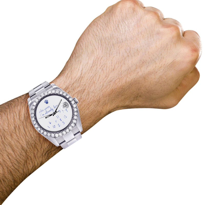 Rolex Datejust II Watch | 41 MM | "Who Cares I'm Already Late" Custom Dial | Oyster Band