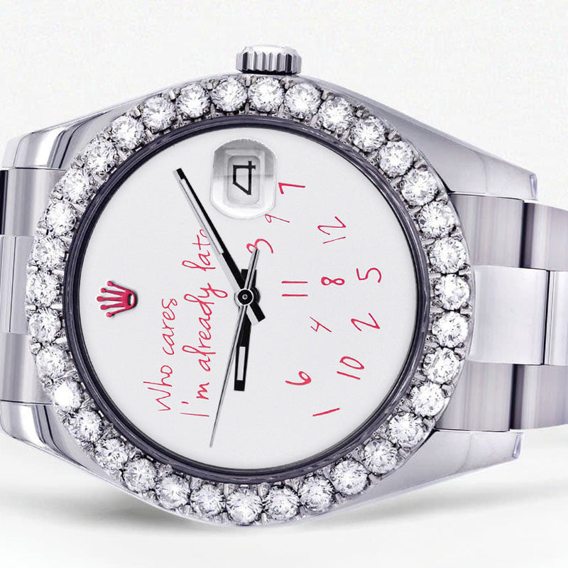 Rolex Datejust II Watch | 41 MM | "Who Cares I'm Already Late" Custom Dial | Oyster Band