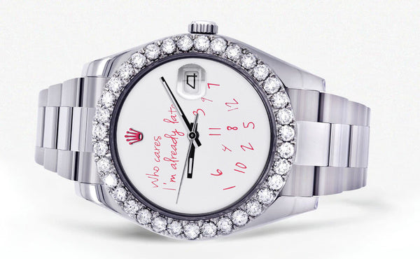 Rolex Datejust II Watch | 41 MM | "Who Cares I'm Already Late" Custom Dial | Oyster Band