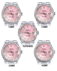 Diamond Mens Rolex Datejust Watch 16200 | 36Mm | Light Pink Roman Numeral Dial | Oyster Band