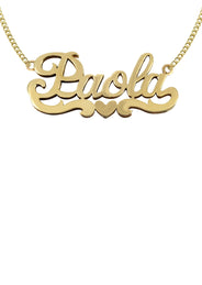 14K Gold Heart Name Plate Necklace | Style #20