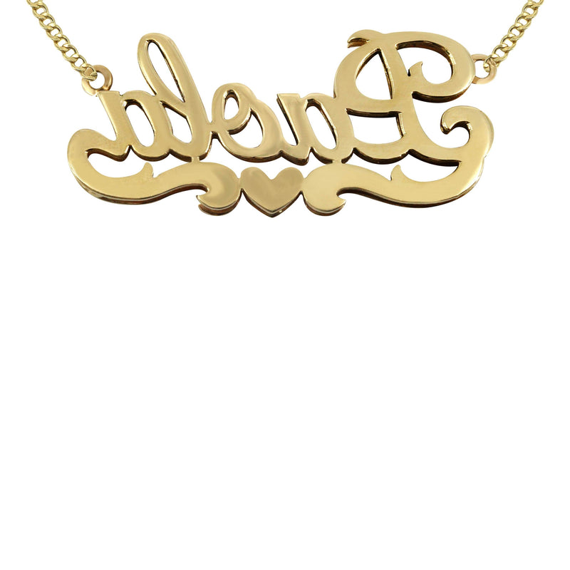 14K Gold Heart Name Plate Necklace | Style #20