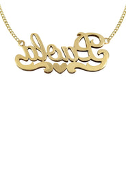 14K Gold Heart Name Plate Necklace | Style #20