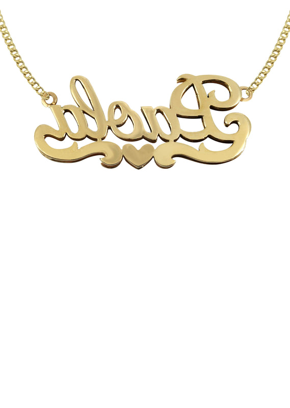 14K Gold Heart Name Plate Necklace | Style #20