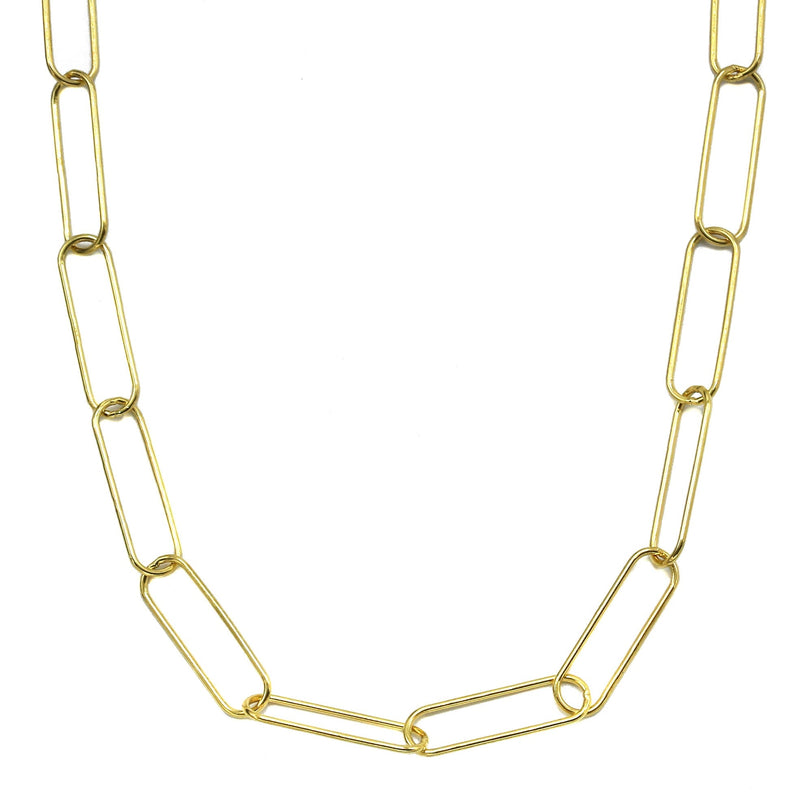 Silver Chain - Mens Gold Chain / Oval Paper Clip Chain