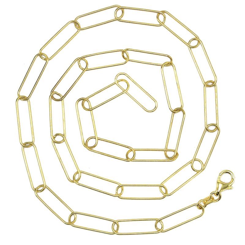 Silver Chain - Mens Gold Chain / Oval Paper Clip Chain