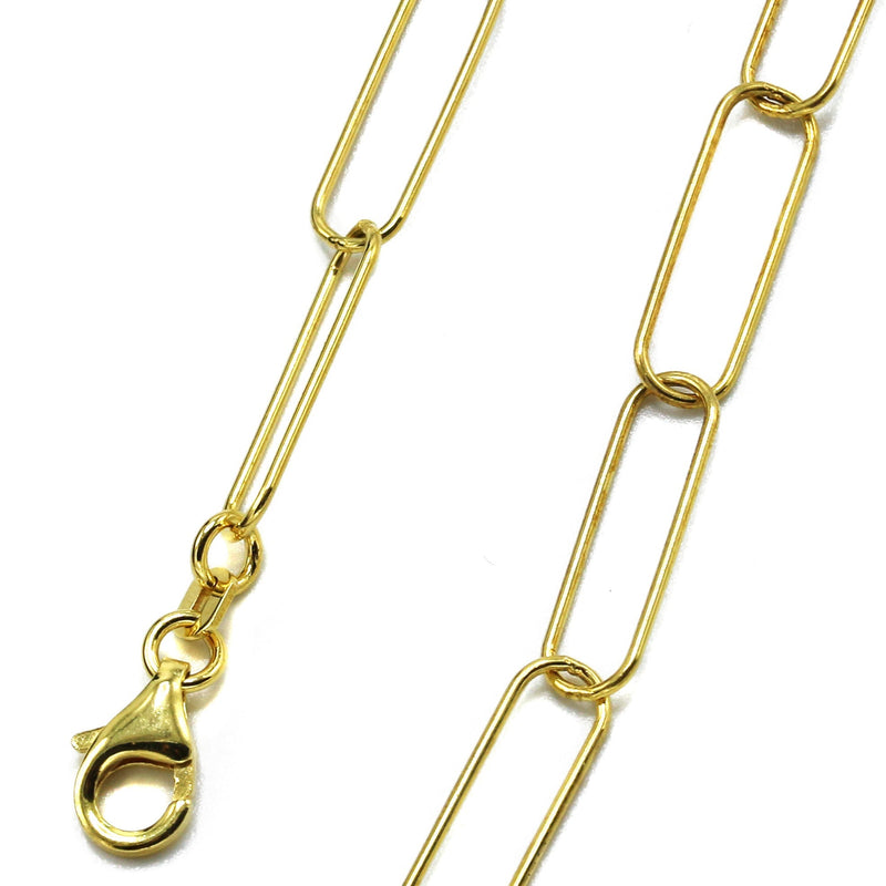 Silver Chain - Mens Gold Chain / Oval Paper Clip Chain