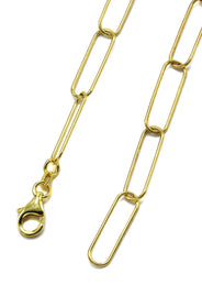 Silver Chain - Mens Gold Chain / Oval Paper Clip Chain