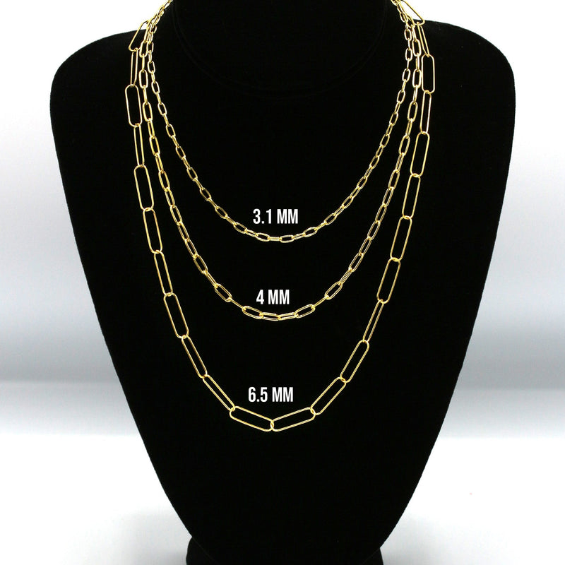 Silver Chain - Mens Gold Chain / Oval Paper Clip Chain
