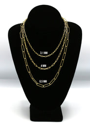 Silver Chain - Mens Gold Chain / Oval Paper Clip Chain