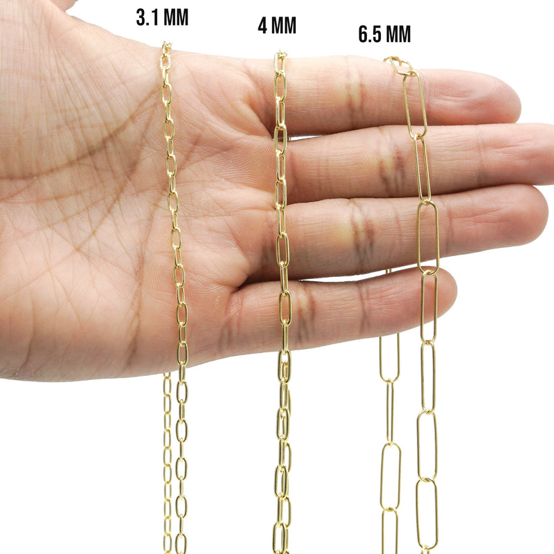 Silver Chain - Mens Gold Chain / Oval Paper Clip Chain