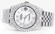 Iced Out Rolex Datejust 36 MM | Stainless Steel | 16.5 Carats of Diamonds | White Roman Diamond Dial | Jubilee Band | Model 116200