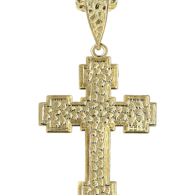 10K Yellow Gold  Nugget Cross Necklace | Appx. 13.5 Grams