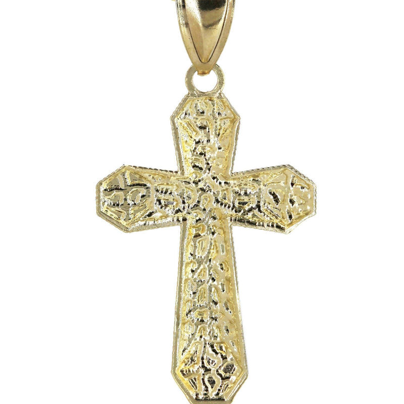 10K Yellow Gold & Nugget Cross Necklace | Appx. 12.7 Grams
