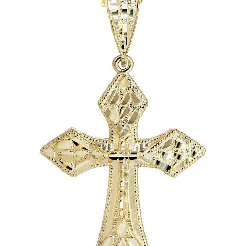 10K Yellow Gold  Nugget Cross Necklace | Appx. 15.2 Grams
