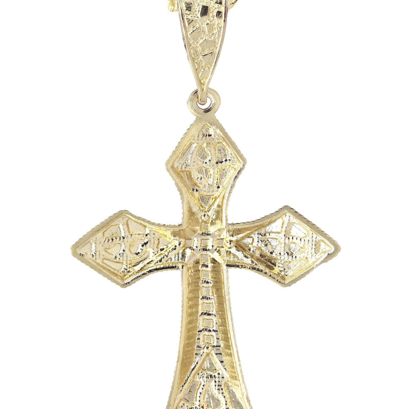 10K Yellow Gold  Nugget Cross Necklace | Appx. 15.2 Grams