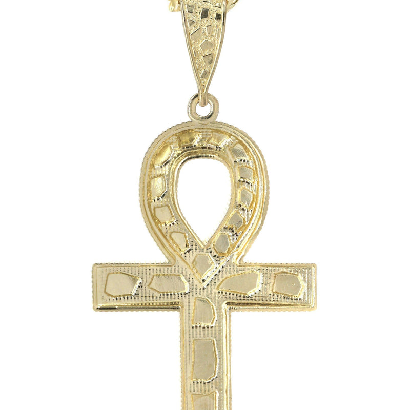 10K Yellow Gold Diamond Cut Ankh Necklace | Appx. 16.3 Grams