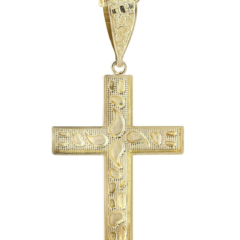10K Yellow Gold  Nugget Cross Necklace | Appx. 14.3 Grams