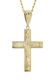 10K Yellow Gold  Nugget Cross Necklace | Appx. 14.3 Grams