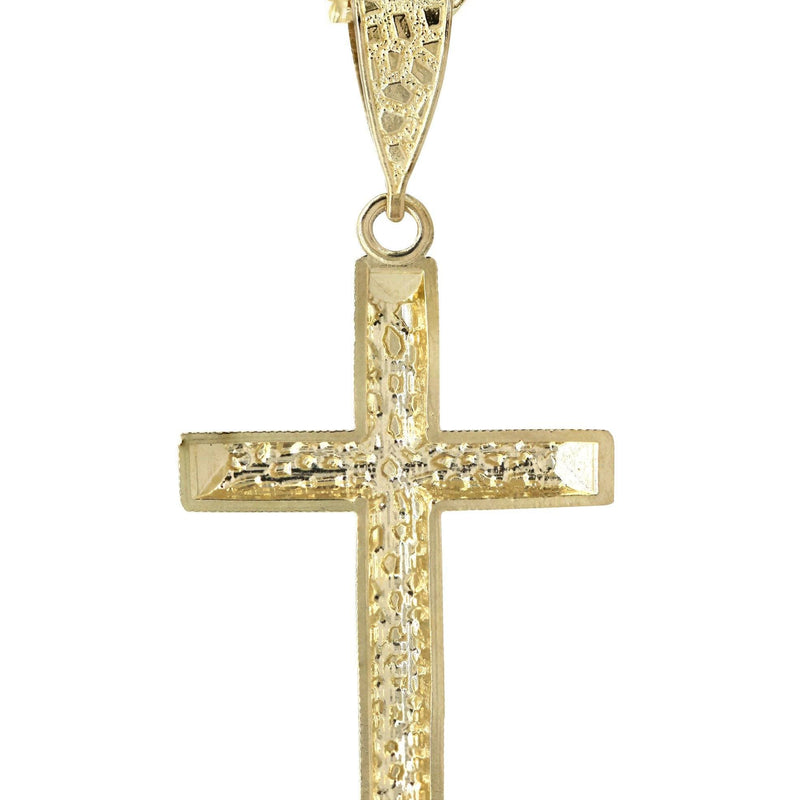 10K Yellow Gold  Nugget Cross Necklace | Appx. 13.7 Grams