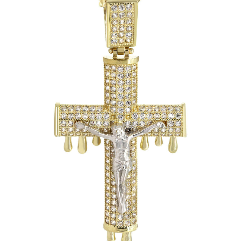 10K Yellow Gold  Melting Cross /Crucifix Necklace | Appx. 15.6 Grams