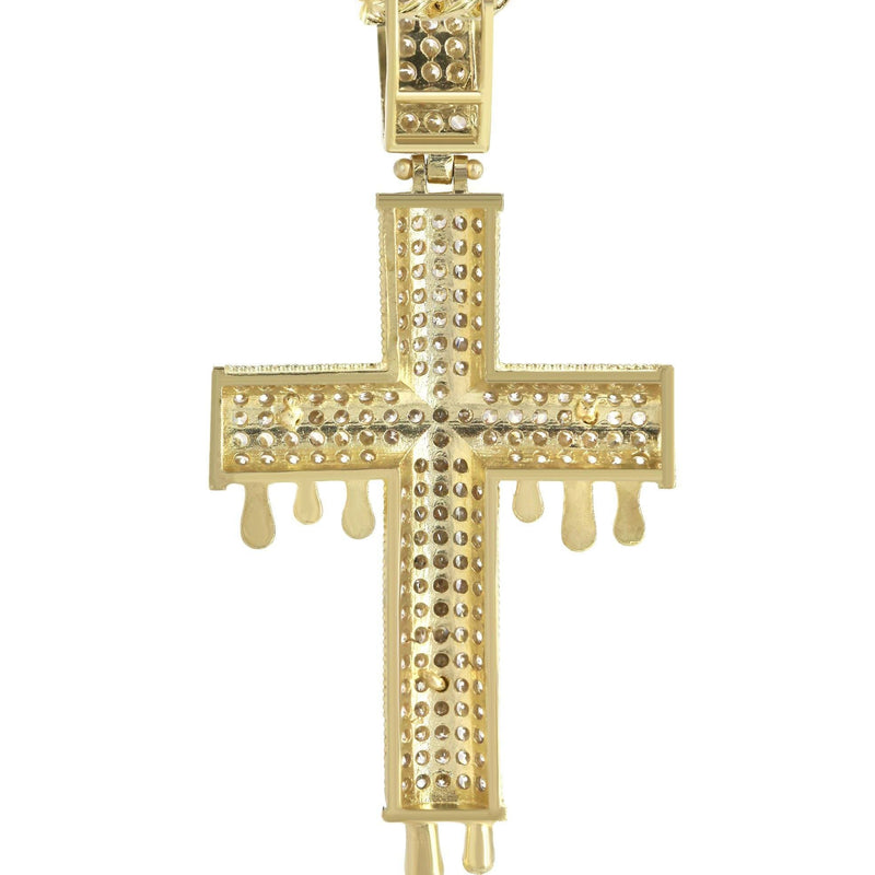 10K Yellow Gold  Melting Cross /Crucifix Necklace | Appx. 15.6 Grams