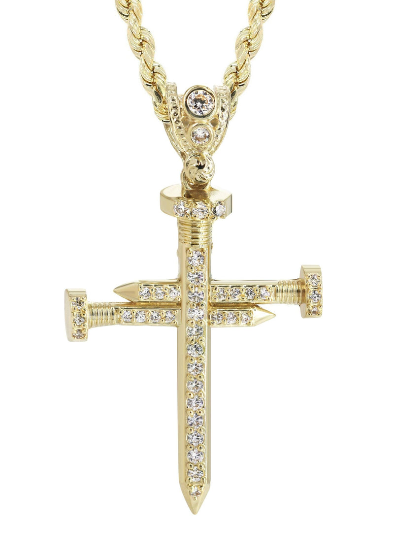 10K Yellow Gold Cross Necklace | Appx. 14.4 Grams
