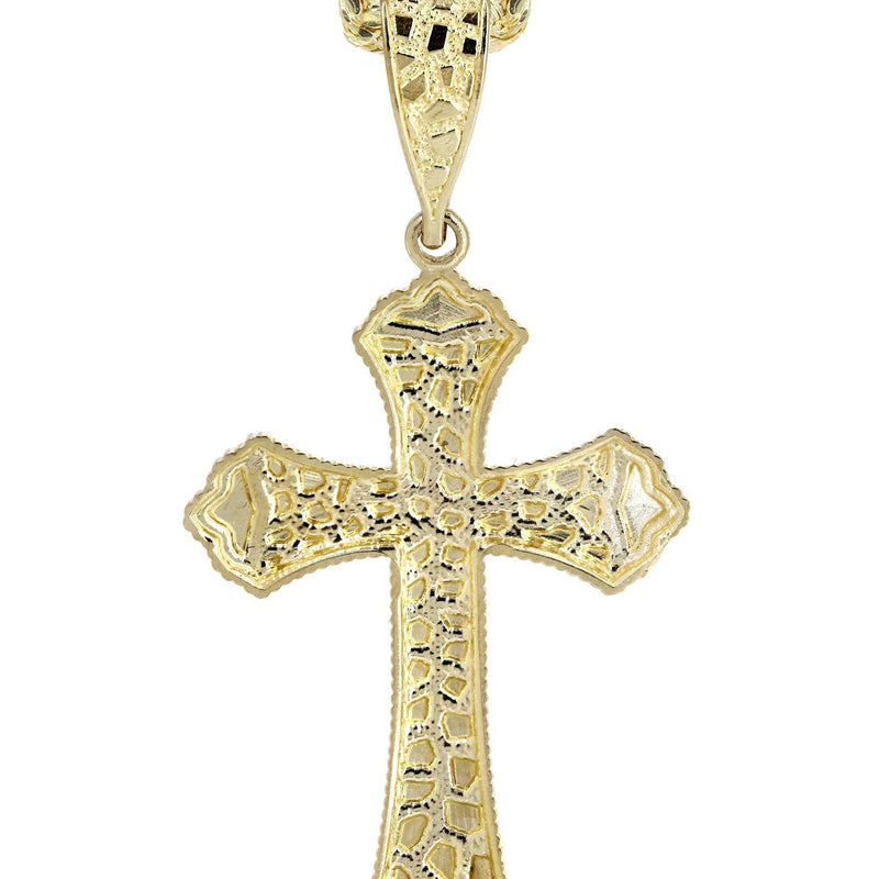10K Yellow Gold  Nugget Cross Necklace | Appx. 13.7 Grams