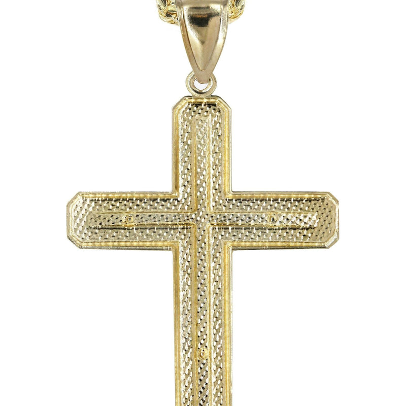 10K Yellow Gold Diamond Cut Cross Necklace | Appx. 13.4 Grams
