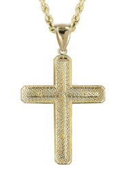 10K Yellow Gold Diamond Cut Cross Necklace | Appx. 13.4 Grams
