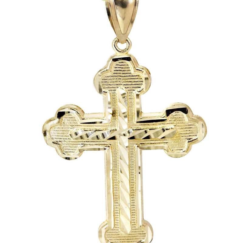 10K Yellow Gold & Diamond Cut Cross Necklace | Appx. 13.5 Grams
