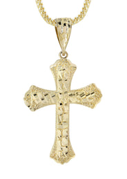 10K Yellow Gold & Nugget Cross Necklace | Appx. 14.3 Grams