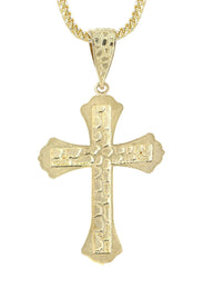 10K Yellow Gold & Nugget Cross Necklace | Appx. 14.3 Grams
