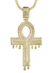 10K Yellow Gold   Melting Ankh Necklace | Appx. 15.7 Grams