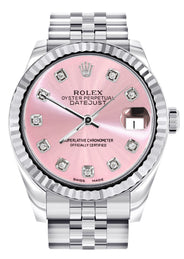 Diamond Rolex Watch | 68274 | Fluted Bezel | 31MM | Pink Diamond Dial | Jubilee Band