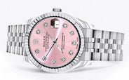Diamond Rolex Watch | 68274 | Fluted Bezel | 31MM | Pink Diamond Dial | Jubilee Band