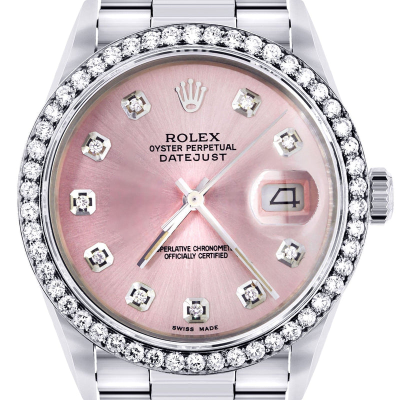 Mens Rolex Datejust Watch 16200  | 36Mm | Pink Dial | Oyster Band